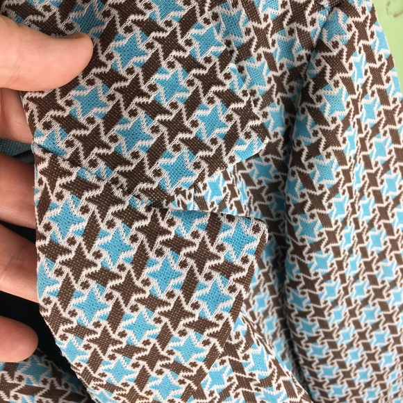 Vintage 60’s Crimplene Jacket. Aqua Brown geometrical pattern Ester’s Fashion - Picture 5 of 9